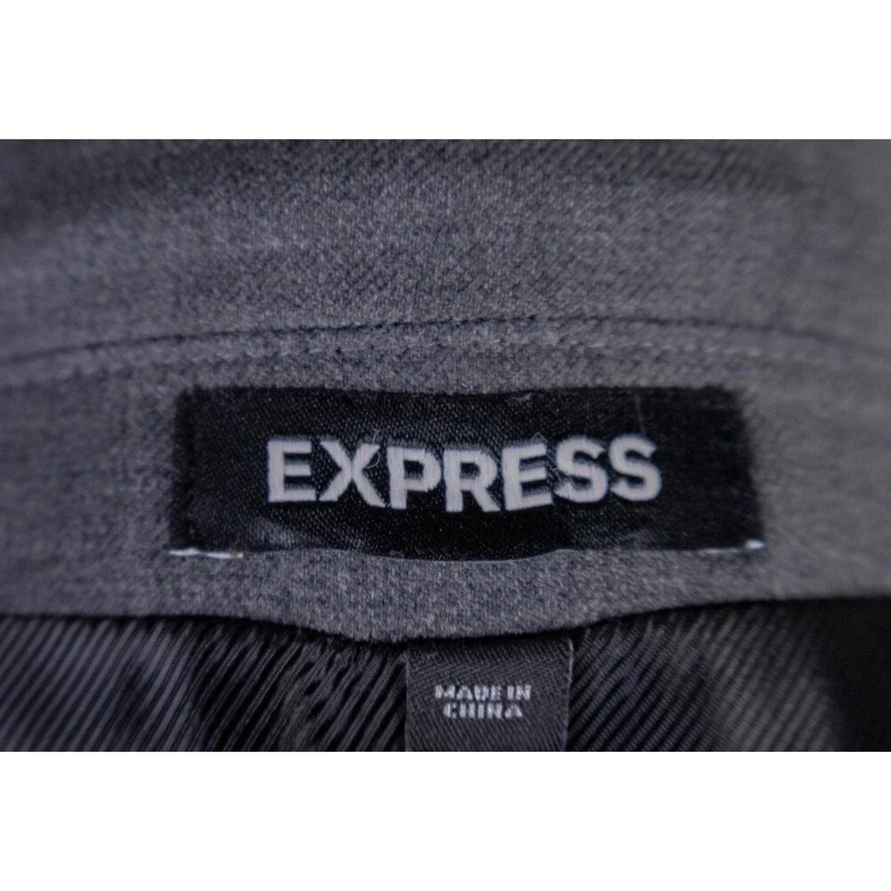 Express Slim Blazer Tuxedo Jacket Solid Gray Size 36S One Button Coat